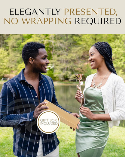 Real Rose Dipped in Rose Gold, Handcrafted Preserved Rose in Luxury Gold Gift Box, Romantic Gift for Her, Elegant Keepsake for Anniversary, Valentine'S Days, or Birthday.